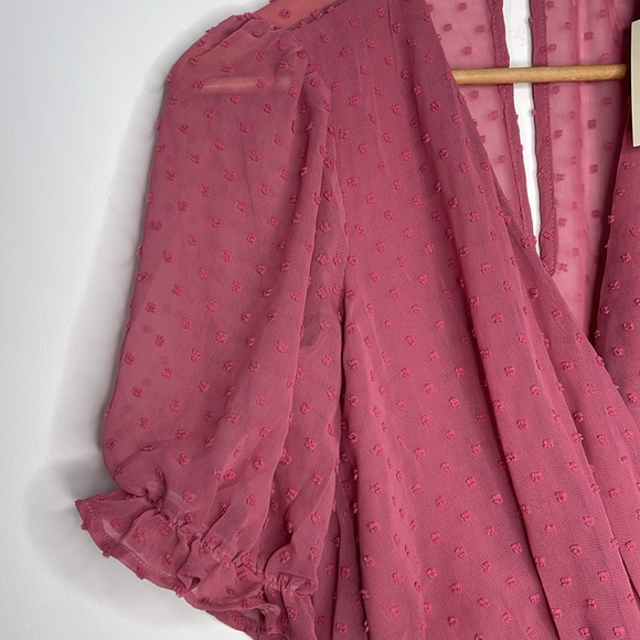 Francesca’s Collections Dress Womens Small Pink Romper Clara Swiss Dot New - Picture 6 of 9